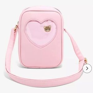 Like NEW! Pink Heart Pin Collector Crossbody Bag